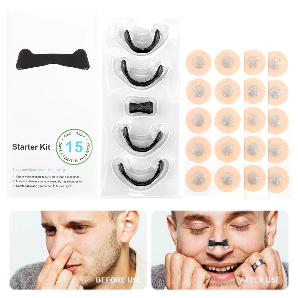 15Pairs Magnetic Nasal Strips Anti-Snoring Nose Strips Nasal Breathing Dilators Starter Kit Increase Air Intake Improve Sleeping