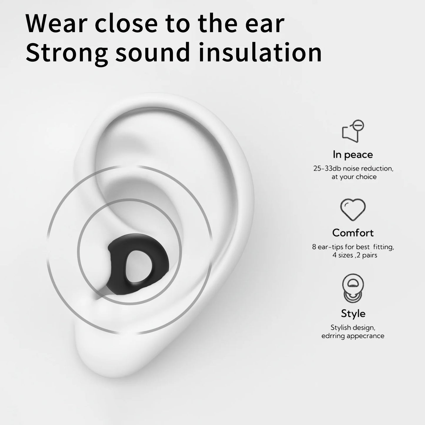 Silicone Earplugs for Swimming Sleep Noise Cancel Noise Reduction-Soundproof Reduce Disturbances -Quality Loop Earplugs