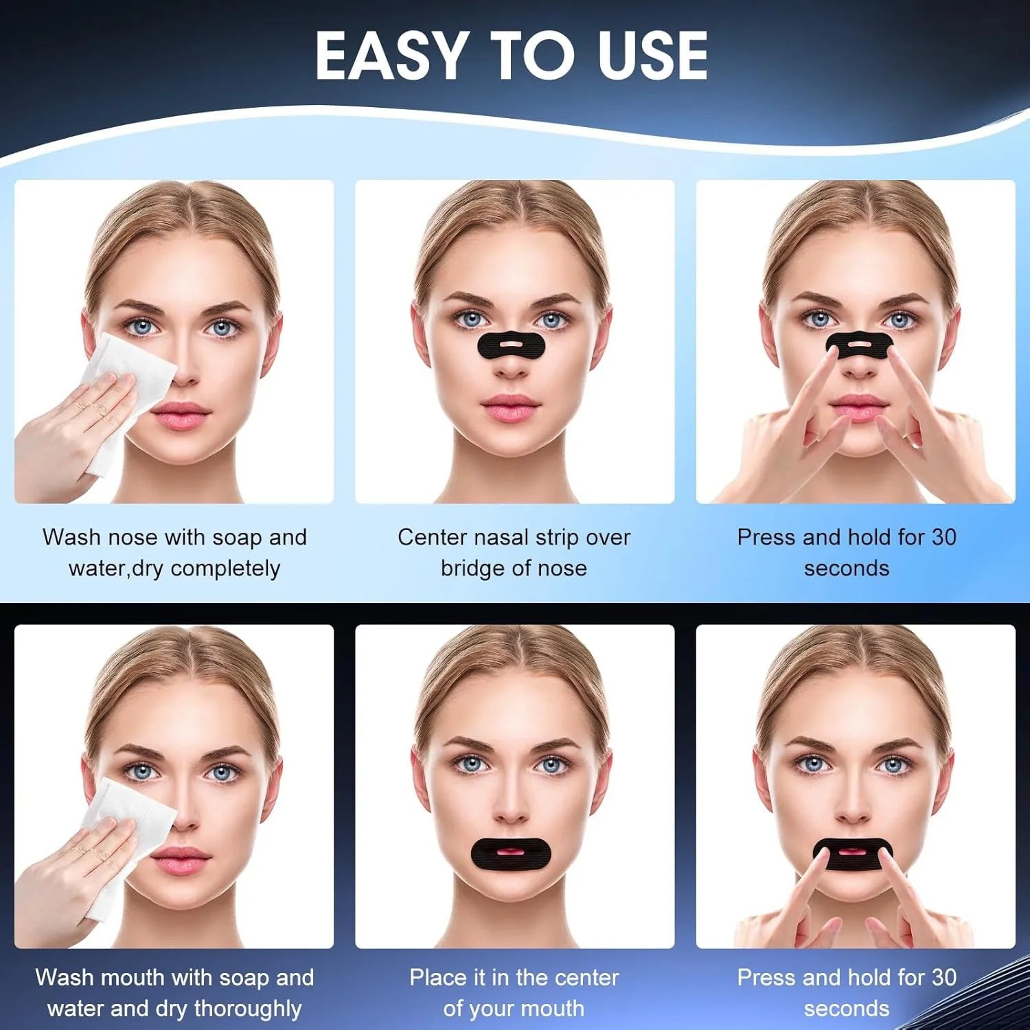 30/60Pcs anti Snoring Mouth Tape Medical Grade Sleep Strips for Snoring Relief & Breathing Gentle Nasal Tape for Travel Home Use